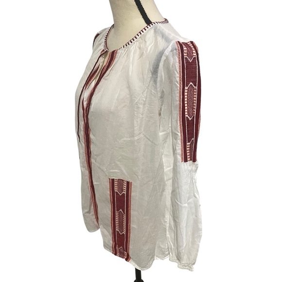 Michael Kors Top Sz Small White Cinnabar Aztec Red - Picture 3 of 11